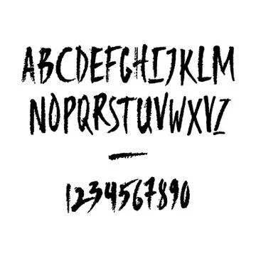 Vector Hand Written Numbers and Uppercase Letters Illustrazione stock