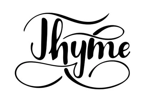 Vector hand written thyme text isolated on white background Stock Illustration