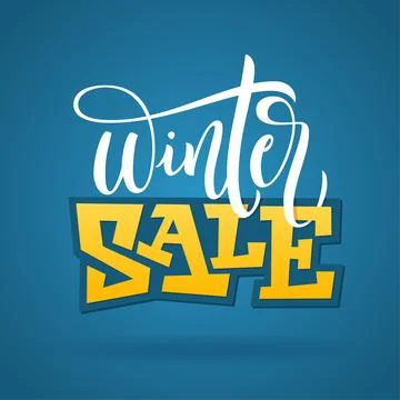 Vector hand written winter phrase - Winter sale. Typography poster isolated on Stock Illustration