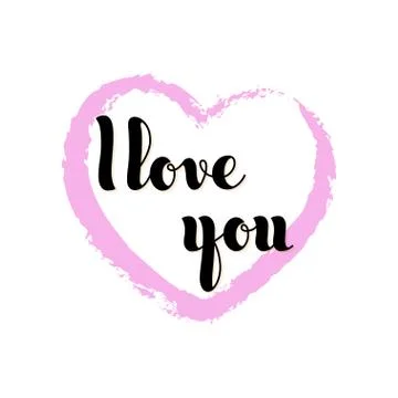 Vector hand written words i Love you inside a pink heart. Greett Stock Illustration
