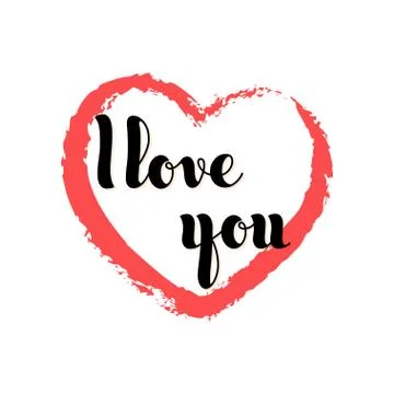 Vector hand written words I Love You inside a red heart. Poster Stock Illustration