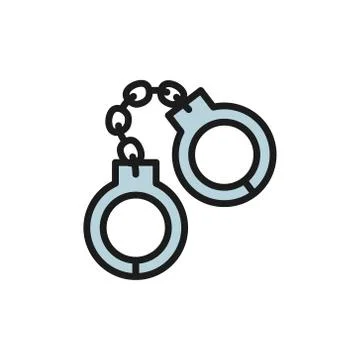 Vector handcuffs flat color icon. Isolated on white background Illustrazione stock