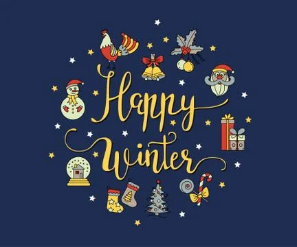 Vector handdrawn Christmas lettering Stock Illustration