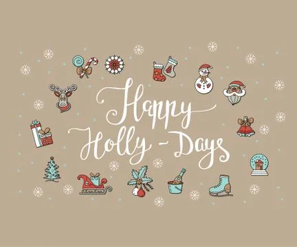 Vector handdrawn Christmas lettering Stock Illustration