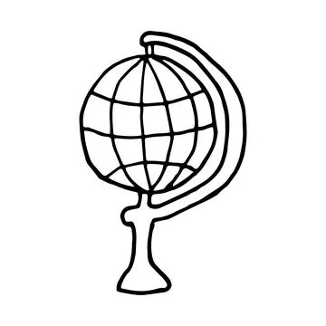 Vector handdrawn globe in doodle. Stock Illustration