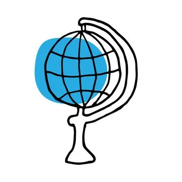 Vector handdrawn globe in doodle. Stock Illustration