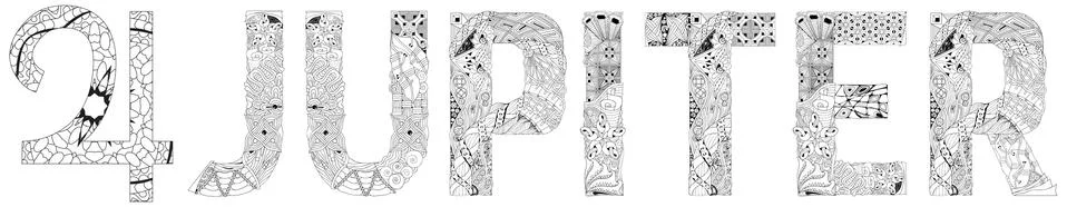Vector handdrawn illustation of Jupiter sign for coloring Stockillustratie