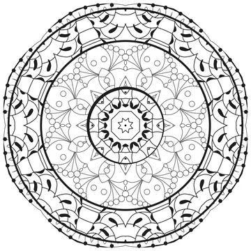 Vector handdrawn illustation of Sun sign with mandala for coloring Illustrazione stock