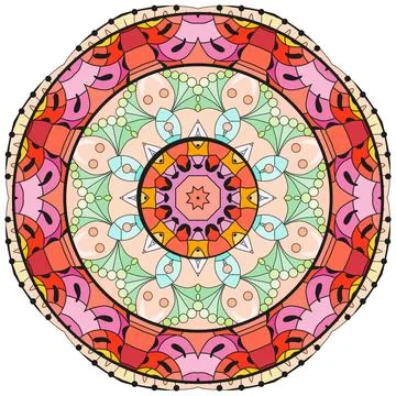 Vector handdrawn illustation of Uranus sign on mandala for decoration. Illustrazione stock