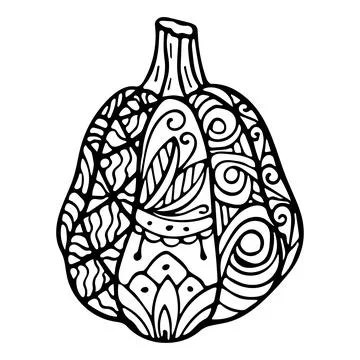 Vector handdrawn illustration of a pumpkin. Zen doodle and zen tangle with a Stock-Illustration