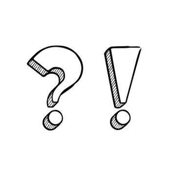 Vector handdrawn question and exclamation marks isolated on white. Stock Illustration