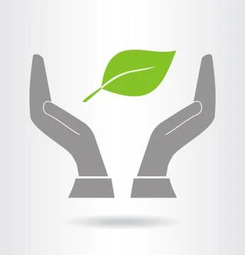 Vector hands and leaf icon Stock Illustration