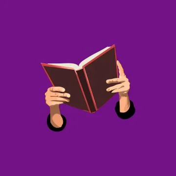 Vector hands holding book. Reading book. Stock Illustration