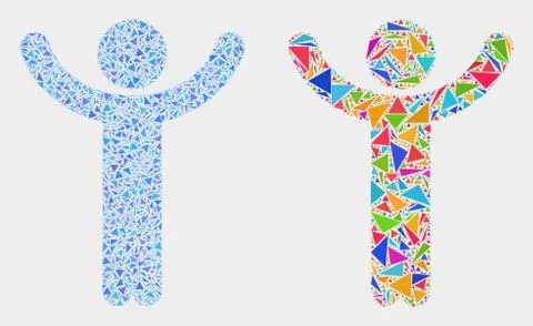 Vector Hands up Person Mosaic Icon of Triangle Items Stock Illustration