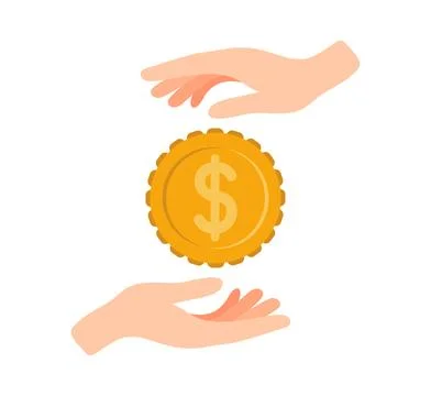 Vector Hands save coin with dollar sign. Business finance growth illustration Stock-Illustration