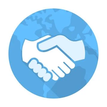 Vector of Handshake Icon on blue globe circle - vector iconic design Stock Illustration