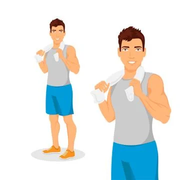 Vector handsome muscular young guy Stock Illustration