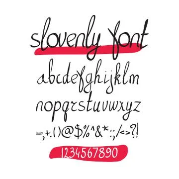Vector handwritten brush alphabet on white background. Hand draw Stock Illustration