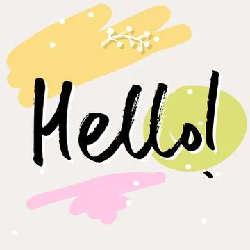 Vector handwritten brush lettering, hello word Stock Illustration