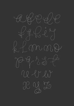 Vector handwritten brush script. White letters on black background Stock Illustration