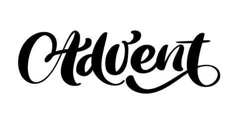 Vector handwritten calligraphy lettering text Advent. Design for winter holidays Stock Illustration