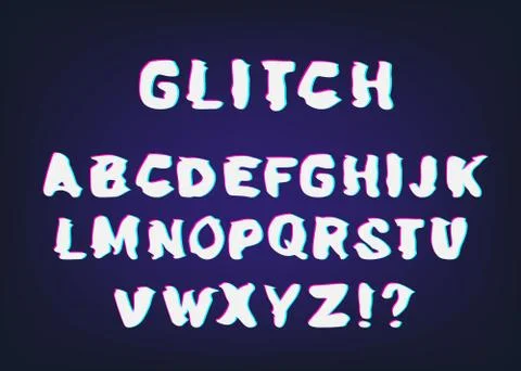 Vector Handwritten Glitch font with distortion effect. Latin letters. Vector  Stock Illustration
