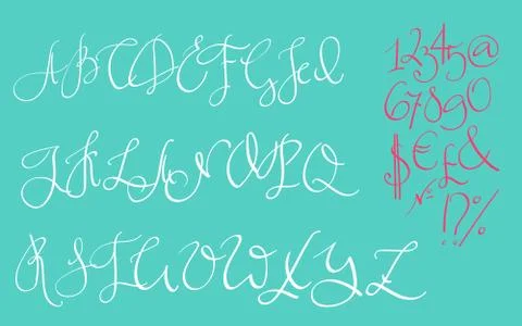 Vector handwritten pointed ink pen font Stock Illustration