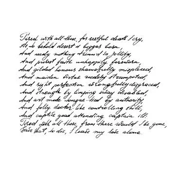 Vector: Handwritten text in English with a pen, a poem by William Shakespeare Stock Illustration