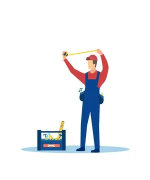 Vector of a handyman taking measurements Stock Illustration