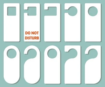 Vector hangers set vector icon. Door lock cards isolated. Don't disturb. Stock Illustration
