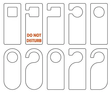 Vector hangers set vector icon. Door lock cards isolated. Don't disturb. Stock Illustration