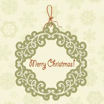 Vector hanging frame with christmas greetings Stock Illustration