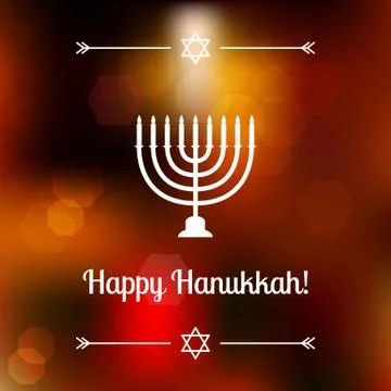 Vector Hanukkah background with menorah. Shining blured background on the back Stock Illustration