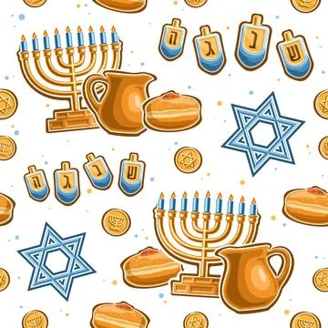Vector Hanukkah seamless pattern Stock Illustration