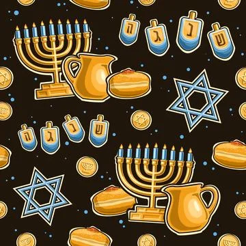 Vector Hanukkah seamless pattern Stock Illustration