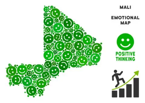 Vector Happiness Mali Map Collage of Smileys 스톡 일러스트