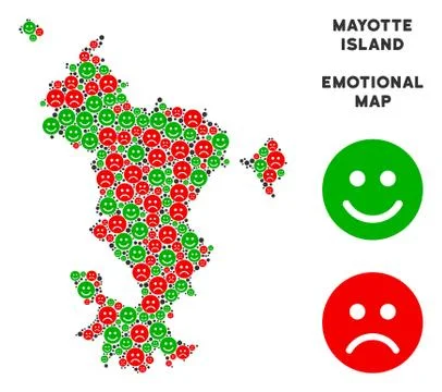 Vector Happiness Mayotte Island Map Composition of Smileys 스톡 일러스트