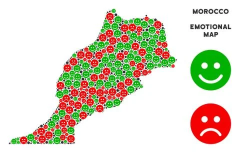Vector Happiness Morocco Map Collage of Emojis 스톡 일러스트