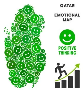 Vector Happiness Qatar Map Collage of Smileys Stock Illustration