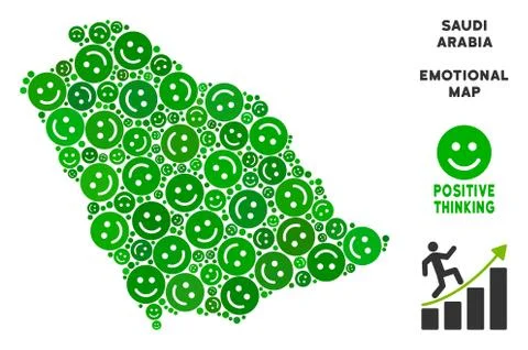 Vector Happiness Saudi Arabia Map Mosaic of Smiles Illustrazione stock