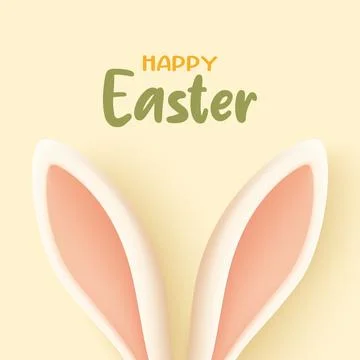 Vector Happy Easter Background with Bunny Ears and Greeting Text in Soft Pastel Stockillustratie