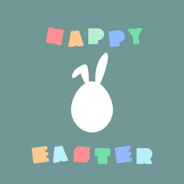 Vector happy easter background - minimal design. Colorful lettering with bunny Stock Illustration