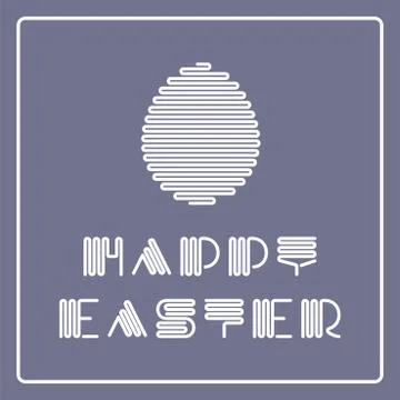 Vector happy easter background with striped stylish font and egg. Creative Stock Illustration