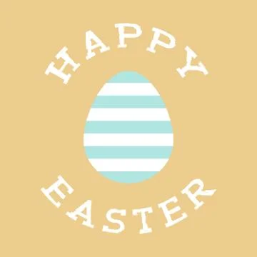 Vector happy easter background with stylish font and creative striped egg 库存插图