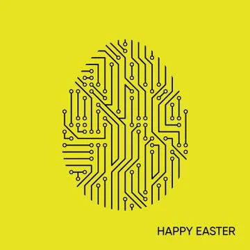 Vector happy easter card circuit board pattern Stock Illustration