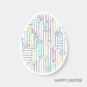 Vector happy easter card circuit board pattern Illustration