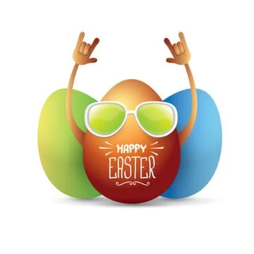 Vector happy easter card with rock n roll egg 库存插图