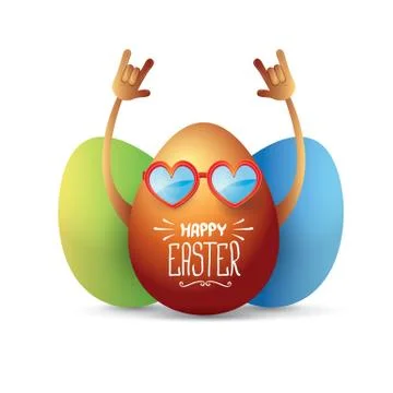 Vector happy easter card with rock n roll egg 库存插图