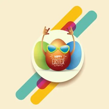 Vector happy easter card with rock n roll egg Illustrazione stock
