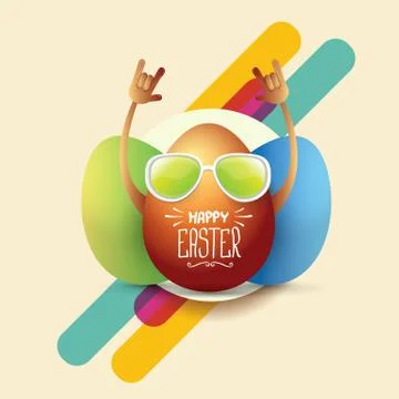 Vector happy easter card with rock n roll egg 库存插图